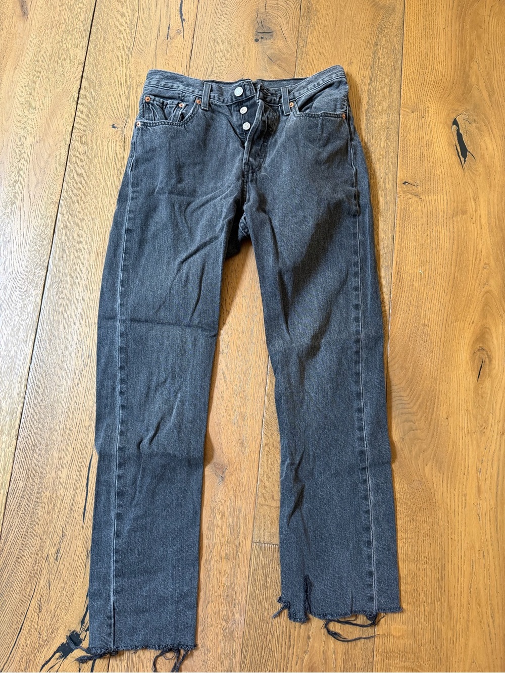 Levi’s Faded Black High-Rise Straight Leg 501 Jeans